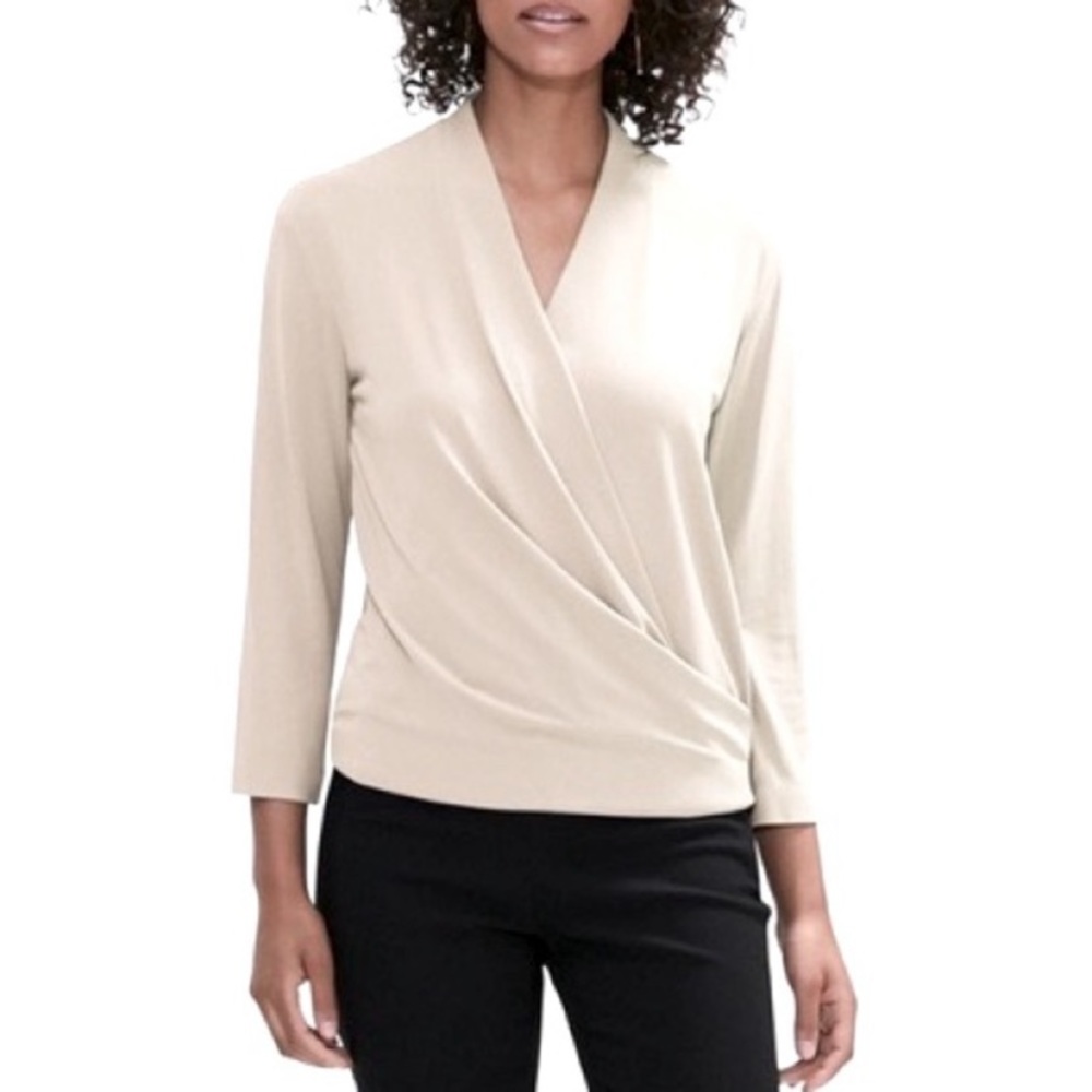 MM Lafleur Deneuve V-Neck Draped Faux Wrap Cross Body Blouse